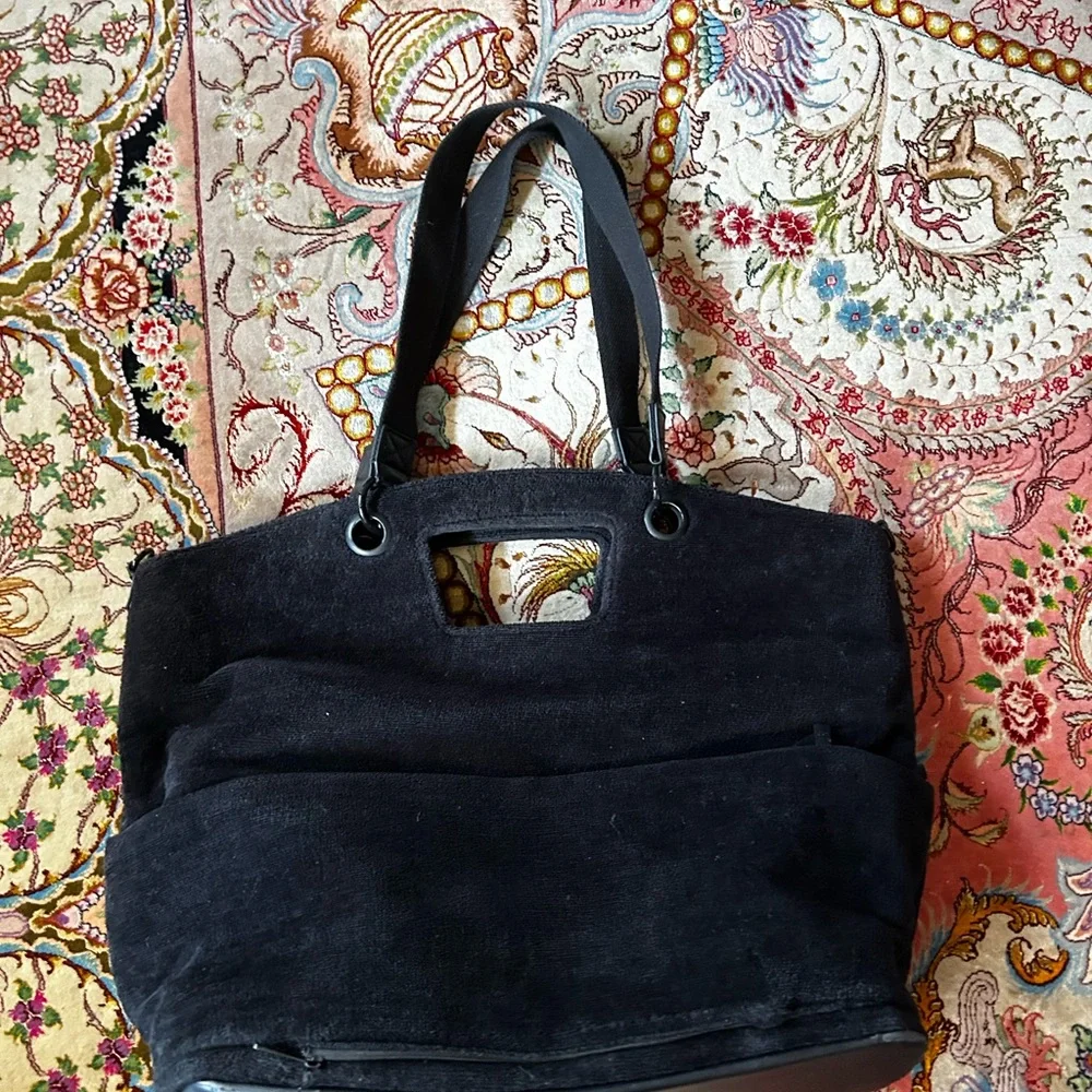 BEIS Women’s Black Terry Tote 100% Cotton - Picture 2 of 8